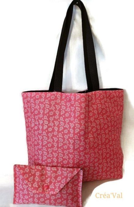 Sac Cabas et sa pochette Rose - CAB/15