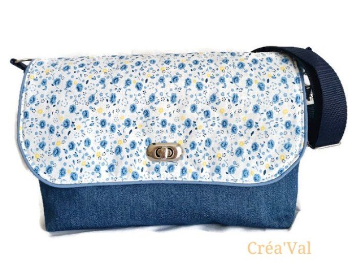 Sac Besace femme - Fleuri et jean - SBB/103