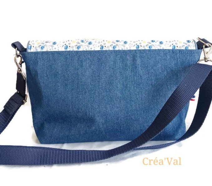 Sac Besace femme - Fleuri et jean - SBB/103