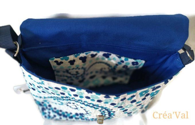 Sac Besace fleuri bleu - SB/57