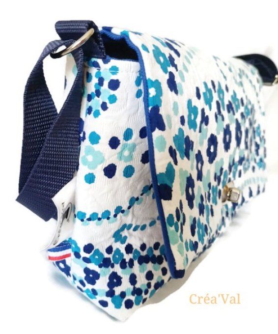 Sac Besace fleuri bleu - SB/57