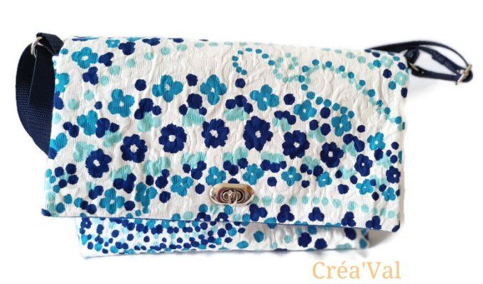 Sac Besace fleuri bleu - SB/57