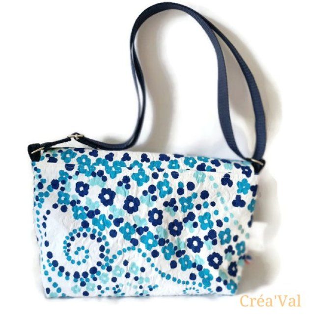 Sac Besace fleuri bleu - SB/57