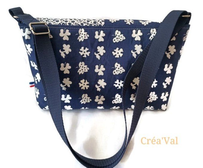 Sac besace fleuri bleu et blanc - SB/62