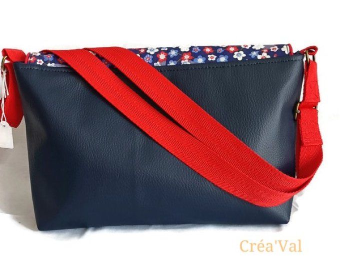 Sac Besac femme, bi-matière, marine et rouge - SBN/30