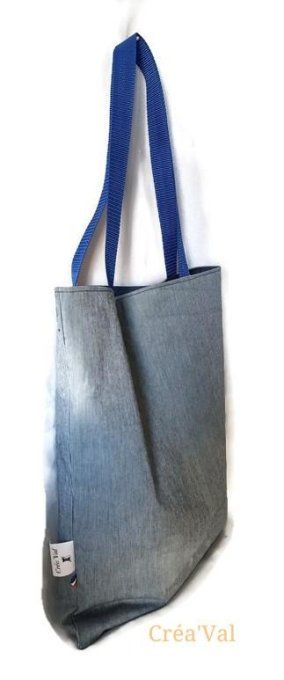 Tote bag grand format rayures bleu - TB/19